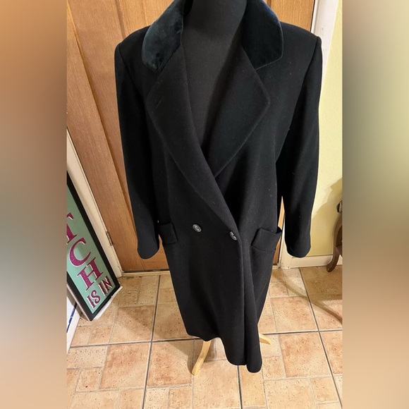 Vintage Talbots Wool Double Breasted Black Overcoat Size 10 Winter Coat - Picture 11 of 11